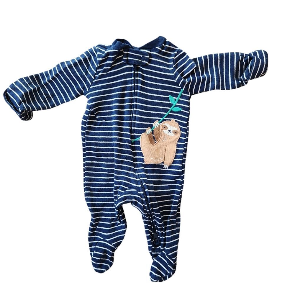 Carter's Sloth 2-Way Zip Cotton Sleep and Play Pajamas Size Newborn Navy Blue